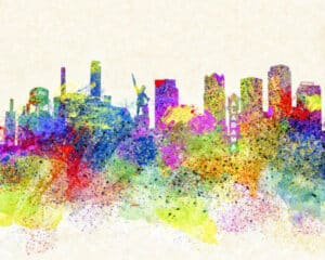 Birmingham Skyline Art - Colorful Alabama Art Print