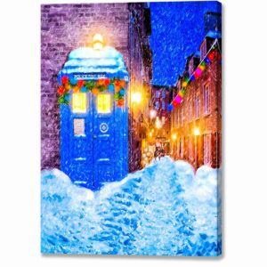 Blue Police Box - British Christmas Canvas Print
