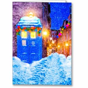 Blue Police Box - British Christmas Card