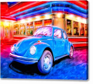 Blue Volkswagen Bug - Classic Car Canvas Print