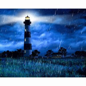 Bodie Island Lighthouse - Rainy Night Art Print