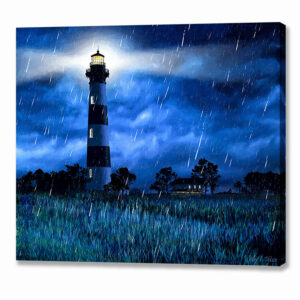 Bodie Island Lighthouse - Rainy Night Canvas Print