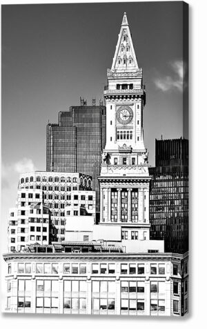 Boston Clock Tower - Black and White Canvas Print