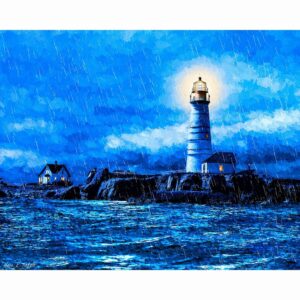 Boston Light In The Rain - Lighthouse Art Print