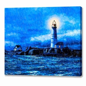 Boston Light In The Rain - Lighthouse Canvas Print