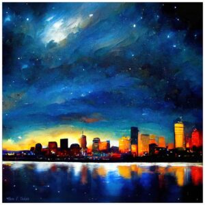 Boston Skyline - Abstract Night Sky Art Print