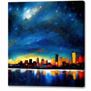 Boston Skyline - Abstract Night Sky Canvas Print