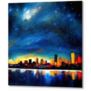 Boston Skyline - Abstract Night Sky Metal Print