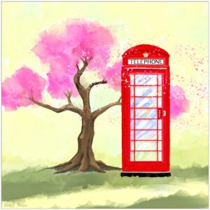 Britain in Spring - Red Telephone Box Art Print