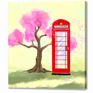 Britain in Spring - Red Telephone Box Canvas Print