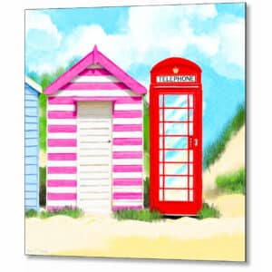 Britain In Summer - Red Telephone Box Metal Print