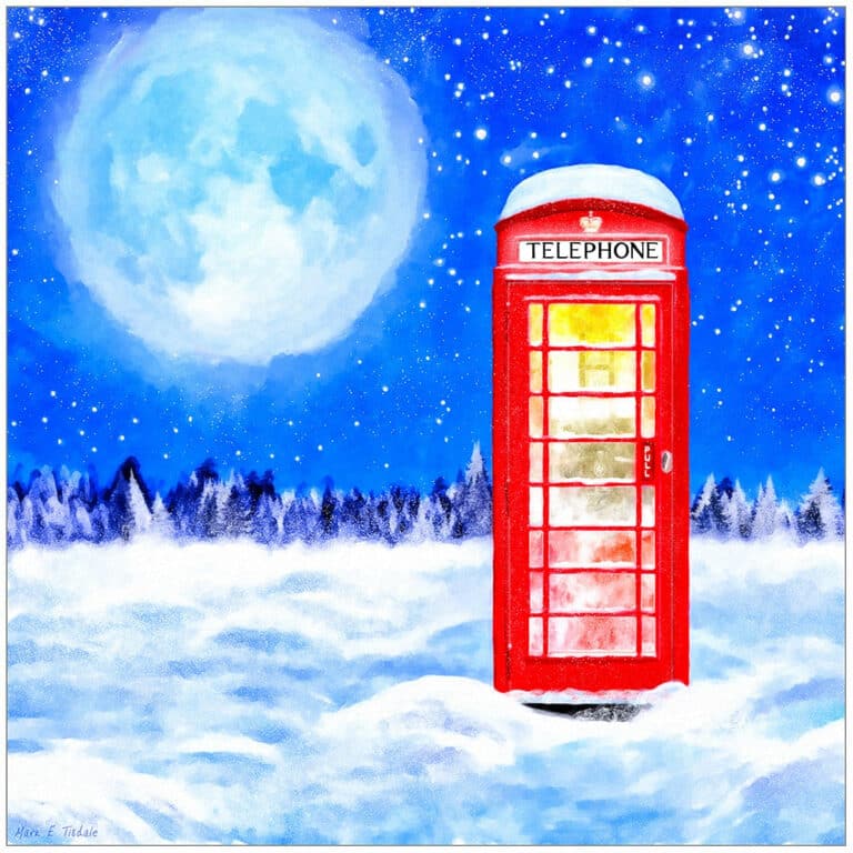 Britain In Winter – Red Telephone Box Art Print