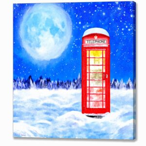 Britain In Winter - Red Telephone Box Canvas Print
