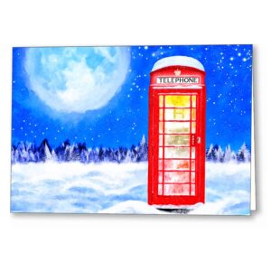 Britain In Winter - Red Telephone Box Greeting Card