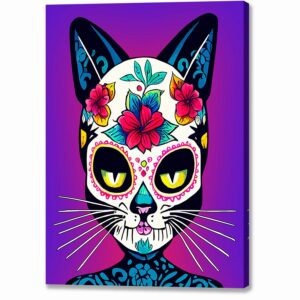 Cat Sugar Skull - Day of The Dead Canvas Print