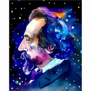 Charles Dickens In Starlight - Famous Author Art Print