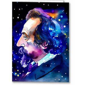 Charles Dickens In Starlight - Famous Author Greeting Card