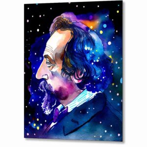 Charles Dickens In Starlight - Famous Author Metal Print
