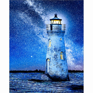 Cockspur Island Light At Night - Georgia Coast Art Print