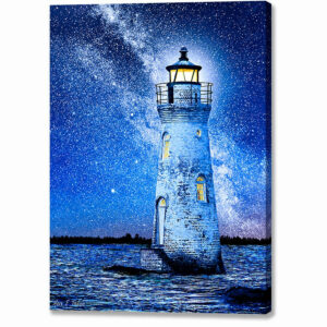 Cockspur Island Light At Night - Georgia Coast Canvas Print