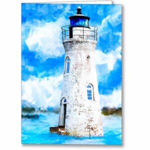 Cockspur Island Lighthouse - Georgia Coast Greeting Card