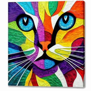 Colorful Cat - Stylized Mosaic Canvas Print