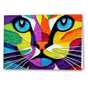 Colorful Cat - Stylized Mosaic Greeting Card