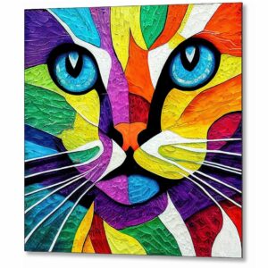 Colorful Cat - Stylized Mosaic Metal Print