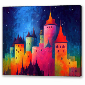 Colorful Fantasy Castle - Abstract Canvas Print