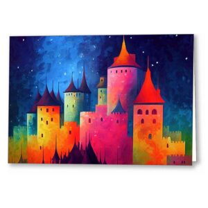 Colorful Fantasy Castle - Abstract Greeting Card