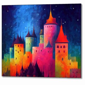 Colorful Fantasy Castle - Abstract Metal Print