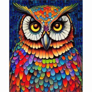 Colorful Owl Portrait - Mosaic Art Print