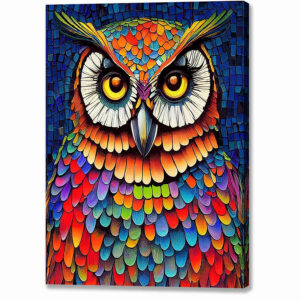 Colorful Owl Portrait - Mosaic Canvas Print