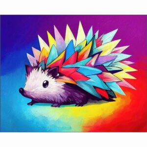 Cute Hedgehog - Colorful Abstract Art Print