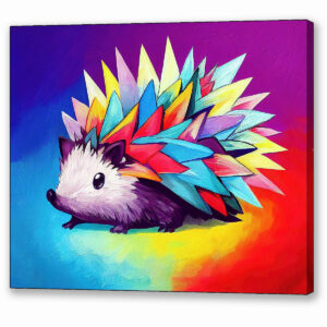 Cute Hedgehog - Colorful Abstract Canvas Print