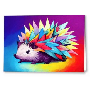 Cute Hedgehog - Colorful Abstract Greeting Card
