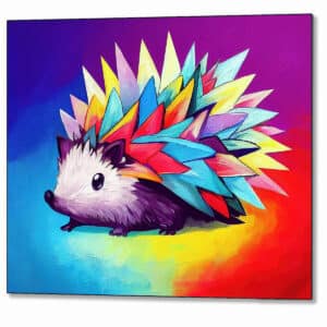 Cute Hedgehog - Colorful Abstract Metal Print