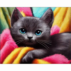 Dark Grey Kitten - Cute Cat Art Print