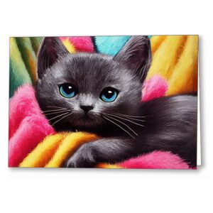 Dark Grey Kitten - Cute Cat Greeting Card