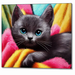 Dark Grey Kitten - Cute Cat Metal Print