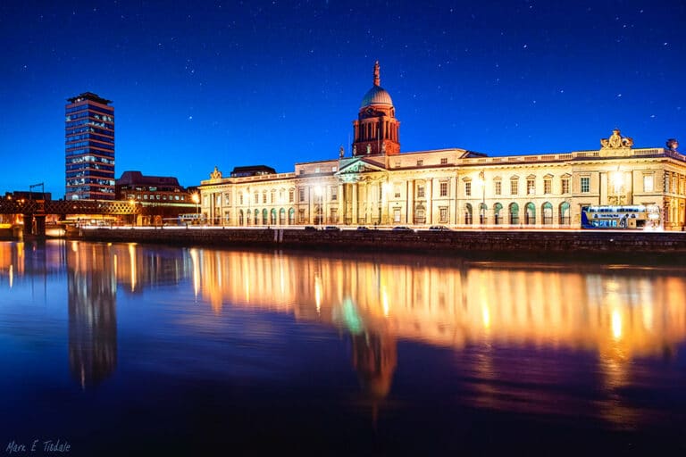 Dublin Ireland Cityscape – Dusk Sky Art Print