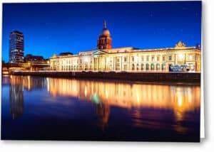 Dublin Ireland Cityscape - Dusk Sky Greeting Card