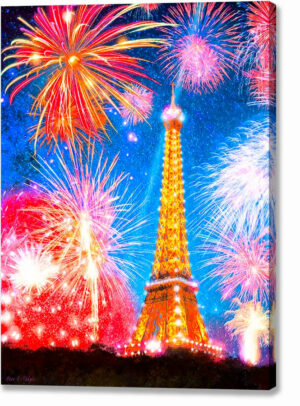Eiffel Tower Fireworks - Paris Canvas Print
