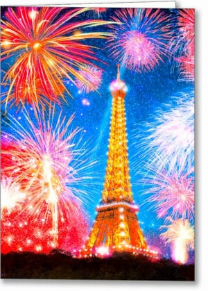 Eiffel Tower Fireworks - Paris Greeting Card