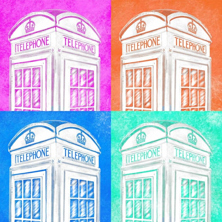 English Phone Booth – Pop Art Style Art Print