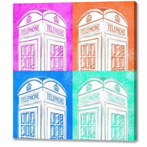 English Phone Booth - Pop Art Style Canvas Print