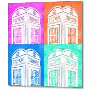 English Phone Booth - Pop Art Style Metal Print
