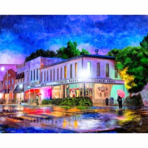 Toomer's Corner Evening Rain - Auburn Art Print
