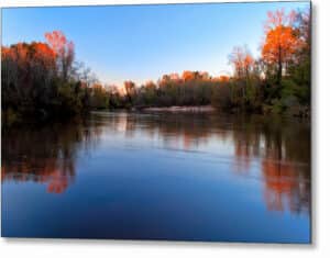 Fall Landscape - Flint River Metal Print