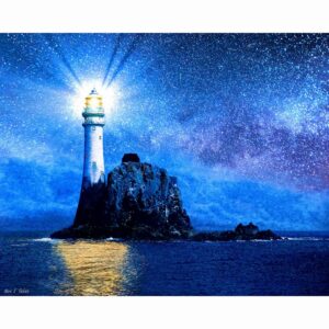 Fastnet Lighthouse At Night - Irish Art Print